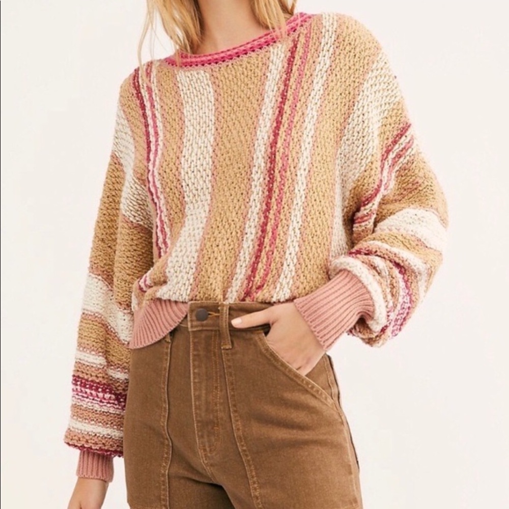 Free People “Show Me Love” Striped Sweater NWT